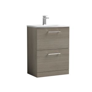 600mm Floor Standing 2 Drawer Vanity & Basin 4 - Nuie ARN2533G Oak, Oak colour ,image 1
