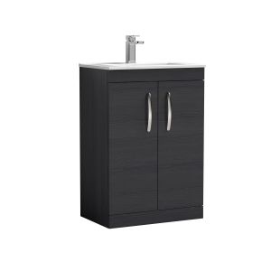 600mm Floor Standing Vanity With Basin 2 - Nuie ATH026B Charcoal Black, Hacienda Black colour ,image 1