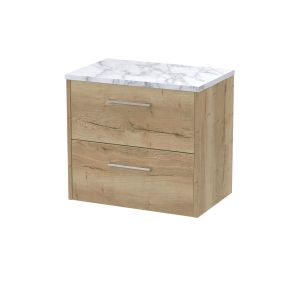 600 Wall Hung 2-Drawer Vanity & Laminate Worktop - Hudson Reed JNU1824LCM Oak, Oak colour ,image 1