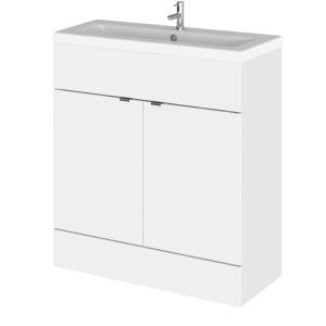 800mm Vanity Unit & Ceramic Basin - Hudson Reed CBI128A Gloss White, White colour ,image 1
