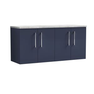 1200mm Wall Hung 4-Door Vanity & Laminate Worktop - Nuie ARN2923LBG2 Blue, Blue colour ,image 1