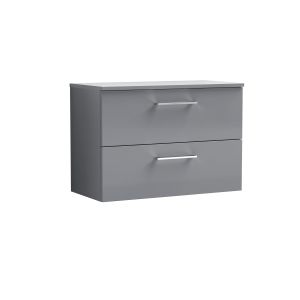 800mm Wall Hung 2 Drawer Vanity & Worktop - Nuie ARN2226W Grey, Grey colour ,image 1