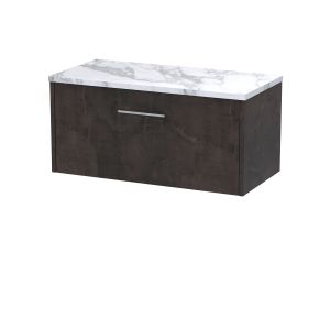 800 Wall Hung 1-Drawer Vanity & Laminate Worktop - Hudson Reed JNU2625LCM Brown, Brown colour ,image 1
