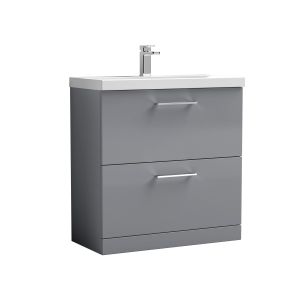 800mm Floor Standing 2 Drawer Vanity & Basin 3 - Nuie ARN2235D Grey, Grey colour ,image 1