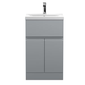 500mm Floor Standing 2-Door/Drawer Vanity Unit & Basin 1 - Hudson Reed URB201A Satin Grey, Grey colour ,image 1