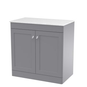 800mm Floor Standing 2-Door Vanity with Marble Top - Nuie CLC226WMT Grey, Grey colour ,image 1