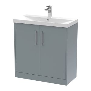 800mm Floor Standing 2 Door Vanity & Basin 3 - Hudson Reed JNU2305D Grey, Grey colour ,image 1