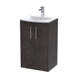 500mm Floor Standing 2 Door Vanity & Basin 4 - Hudson Reed JNU2601G Brown, Brown colour ,image 1