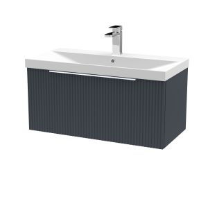 800mm Wall Hung Single Drawer Vanity & Basin 3 - Hudson Reed DFF1496D Black, Black colour ,image 1