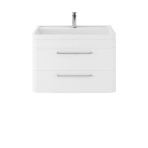 Wall Hung 800mm Cabinet & Basin - Hudson Reed SOL104 Pure White, White colour ,image 1