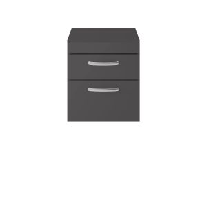 500mm Wall Hung Cabinet With Worktop - Nuie ATH074W Gloss Grey, Grey colour ,image 1