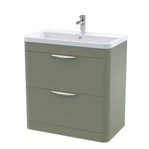 800mm Floor Standing 2 Drawer Vanity & Ceramic Basin - Nuie FPA804A Green, Green colour ,image 1
