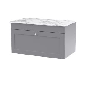 800mm Wall Hung 2-Door Vanity with Marble Top - Nuie CLC296CMT Grey, Grey colour ,image 1