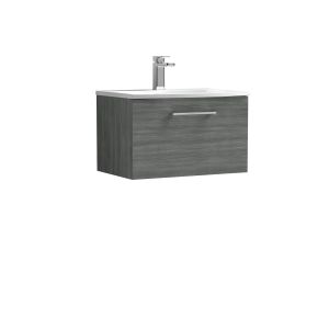 600mm Wall Hung 1 Drawer Vanity & Basin 4 - Nuie ARN522G Grey, Grey colour ,image 1