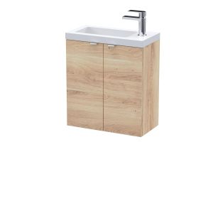 500mm 2-Door Wall Hung Unit & Basin - Hudson Reed CBI3038 Oak, Oak colour ,image 1