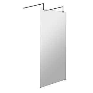 900mm Wetroom Screen with Arms and Feet - Hudson Reed BGPAF090 Matt Black, Black colour ,image 1