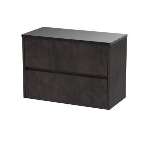 800mm Wall Hung 2 Drawer Unit & Worktop - Nuie HAV2606LSB Brown, Brown colour ,image 1