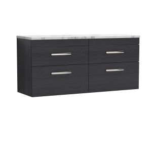 1200 Wall Hung 4-Drawer Unit & Laminate Worktop - Nuie ATH047LCM2 Black, Black colour ,image 1