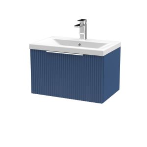 600mm Wall Hung Single Drawer Vanity & Basin 1 - Hudson Reed DFF394A Blue, Blue colour ,image 1