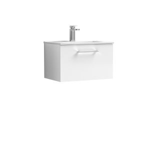 600mm Wall Hung 1 Drawer Vanity & Basin 2 - Nuie ARN122B White, White colour ,image 1