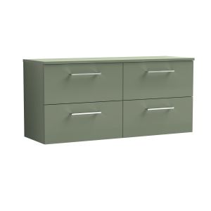 1200mm Wall Hung 4 Drawer Vanity & Worktop - Nuie ARN824W2 Green, Green colour ,image 1