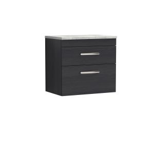 600mm Wall Hung Vanity With Grey Worktop - Nuie ATH047LBG Charcoal Black, Hacienda Black colour ,image 1