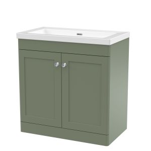 800mm Floor Standing 2-Door Vanity with Basin - 0 Tap Hole - Nuie CLC826K Green, Green colour ,image 1