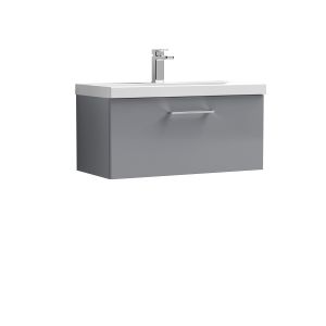 800mm Wall Hung 1 Drawer Vanity & Basin 1 - Nuie ARN2225A Grey, Grey colour ,image 1