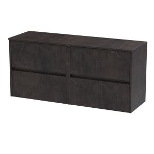 1200mm Wall Hung 4 Drawer Unit & Worktop - Nuie HAV2604W2 Brown, Brown colour ,image 1