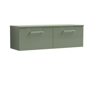 1200mm Wall Hung 2 Drawer Vanity & Worktop - Nuie ARN822W2 Green, Green colour ,image 1