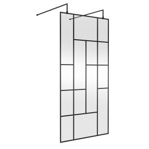 1000mm Abstract Frame Wetroom Screen with Support Bars - Hudson Reed BFAFB10 Matt Black, Black colour ,image 1