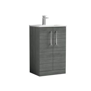 500mm Floor Standing 2 Door Vanity & Basin 2 - Nuie ARN501B Grey, Grey colour ,image 1