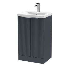 500mm Floor Standing 2 Door Vanity & Basin 1 - Hudson Reed DFF1423A Black, Black colour ,image 1