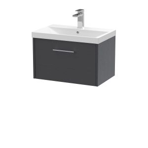 600mm Wall Hung Single Drawer Vanity & Basin 3 - Hudson Reed JNU2222D Grey, Grey colour ,image 1