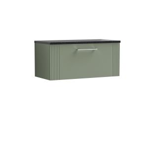800mm Wall Hung Single Drawer Vanity & Laminate Top - Nuie DPF896LSB Green, Green colour ,image 1