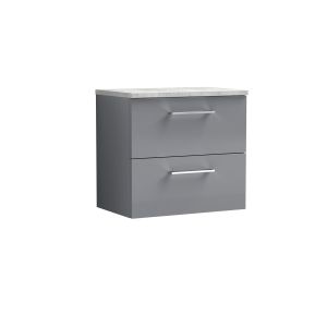 600mm Wall Hung 2 Drawer Vanity & Laminate Top - Nuie ARN2224LBG Grey, Grey colour ,image 1