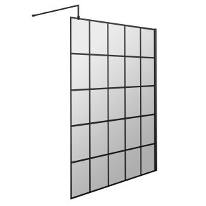 1400mm Framed Wetroom Screen - Hudson Reed WRSF14 Matt Black, Black colour ,image 1