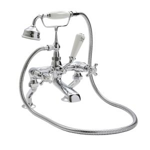 Deck Mounted Bath Shower Mixer - Hudson Reed BC304DX Chrome, Chrome & White colour ,image 1