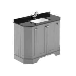 1000mm 4-Door Angled Unit & Marble Top 1TH - Hudson Reed LOF282 Storm Grey, Grey colour ,image 1