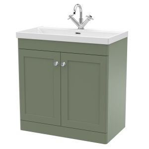 800mm Floor Standing 2-Door Vanity with Basin - 1 Tap Hole - Nuie CLC826E Green, Green colour ,image 1