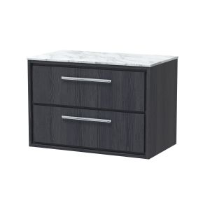 800mm Wall Hung 2-Drawer Vanity with Marble Worktop - Hudson Reed LIL2226CMT Grey, Grey colour ,image 1