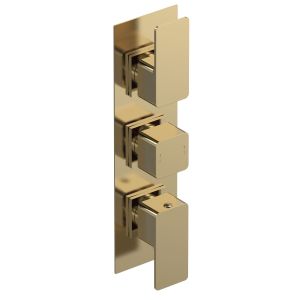 Triple Thermostatic Valve - Nuie WIN8TR02 Brushed Brass, Brass colour ,image 1