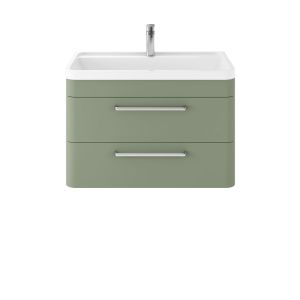 Wall Hung 800mm Cabinet & Basin - Hudson Reed SOL804 Green, Green colour ,image 1