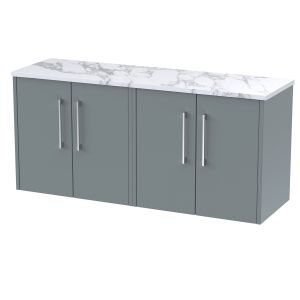 1200 Wall Hung 4-Door Vanity & Laminate Worktop - Hudson Reed JNU2323LCM2 Grey, Grey colour ,image 1