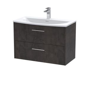 800mm Wall Hung 2 Drawer Vanity & Basin 4 - Hudson Reed JNU2626G Brown, Brown colour ,image 1