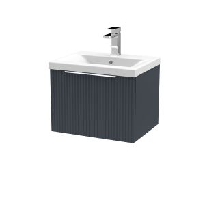 500mm Wall Hung Single Drawer Vanity & Basin 1 - Hudson Reed DFF1491A Black, Black colour ,image 1