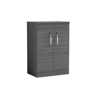 600mm Floor Standing Vanity With Worktop - Nuie ATH025W Anthracite Woodgrain, Brown/Grey colour ,image 1