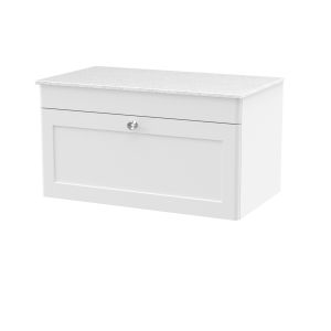 800mm Wall Hung 2-Door Vanity with Marble Top - Nuie CLC196WMT White, White colour ,image 1