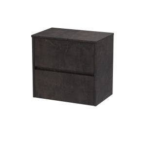 600mm Wall Hung 2 Drawer Unit & Worktop - Nuie HAV2604W Brown, Brown colour ,image 1