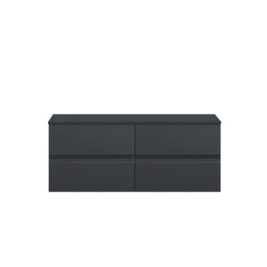 1200 Wall Hung 4 Drawer Vanity & Worktop - Hudson Reed URB1404W2 Black, Black colour ,image 1